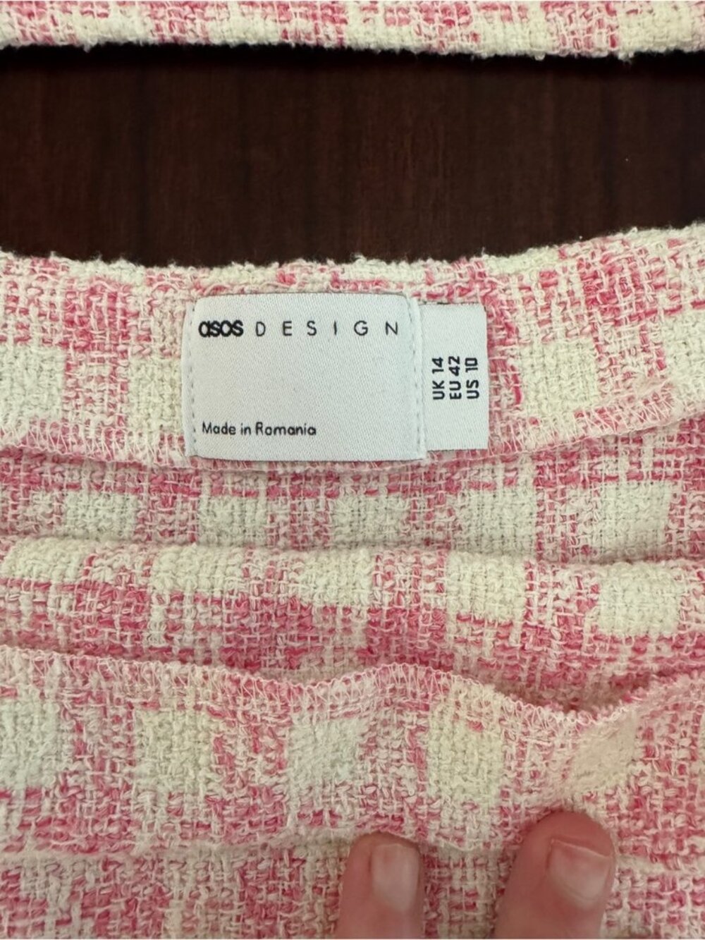 ASOS DESIGN Pink Gingham Co-Ord Set Crop Top Mini Skirt Size 10 - Picture 10 of 12